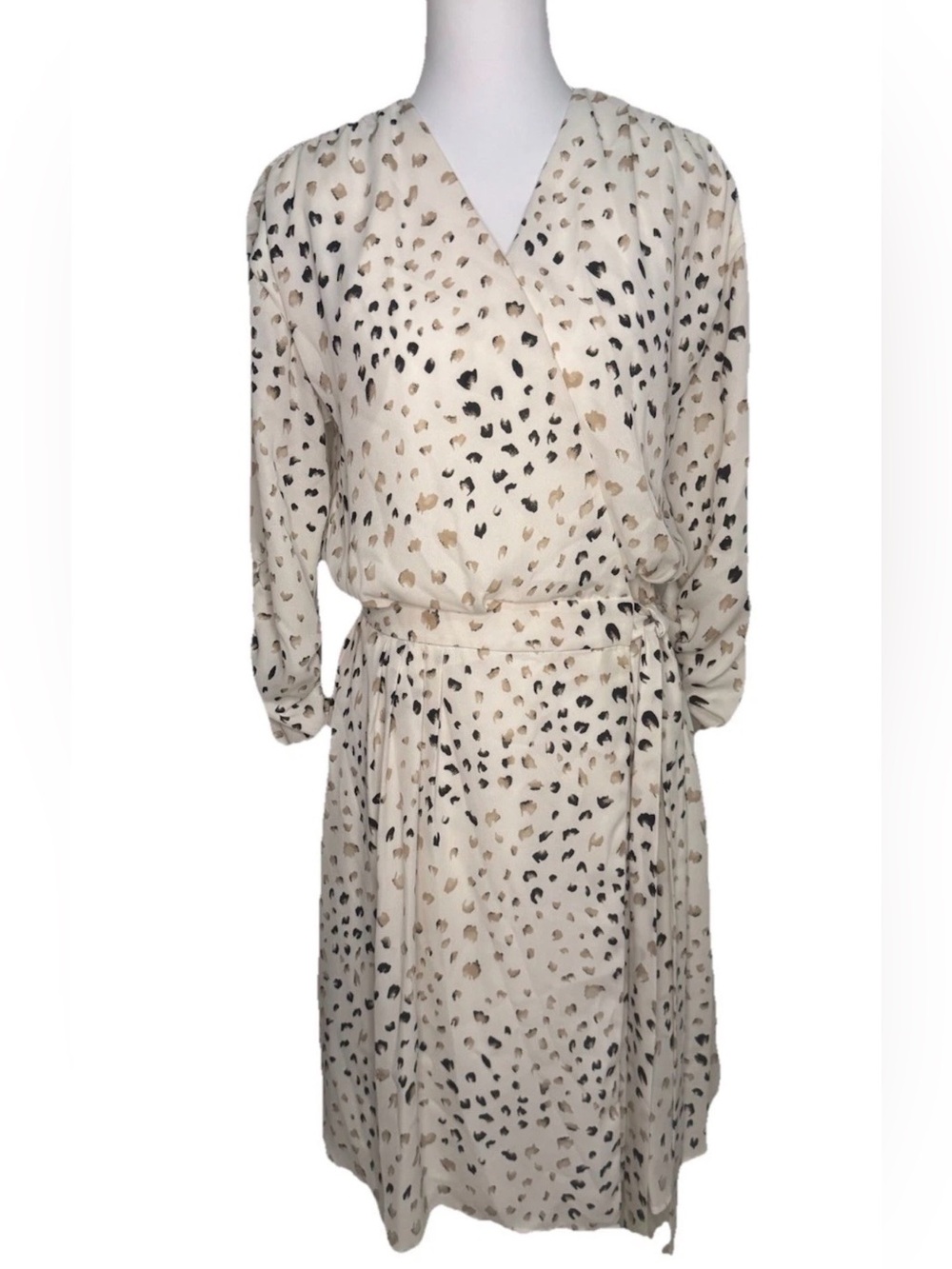 Habitual Ivory Animal Print Wrap Dress Small